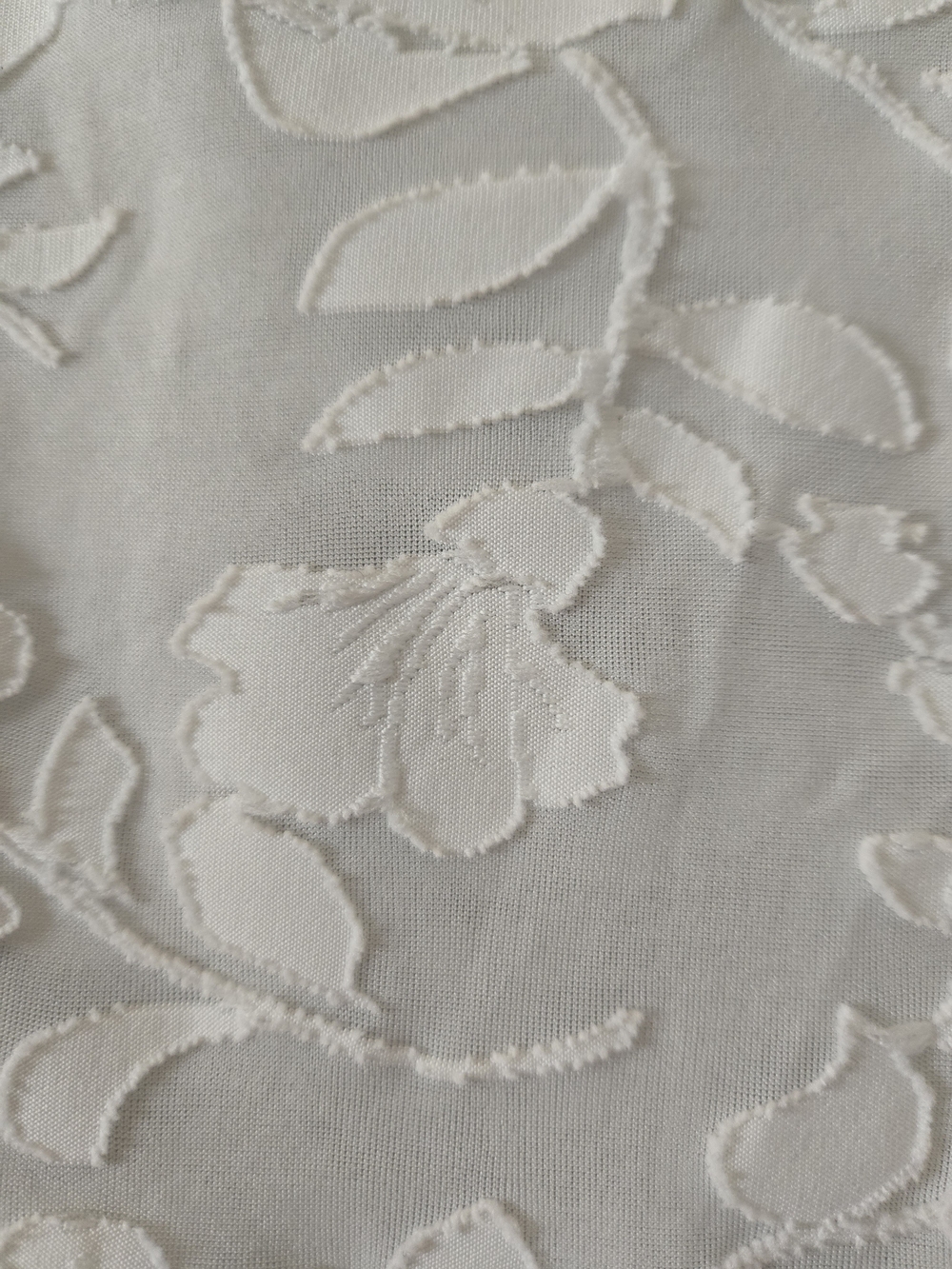 White Floral Lace-Overlay Long Sleeve Women's Top - Picture 2 of 2